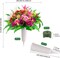Artificial Cemetery Flowers with Vase Fake Silk Rose Lily Bouquet Grave Memorial Flowers, Colorful